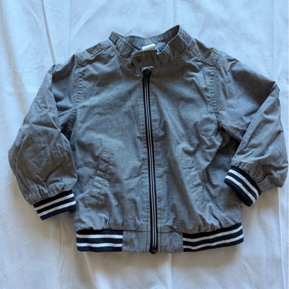 Toddler Blue Jacket with Striped Cuffs - Size 18M